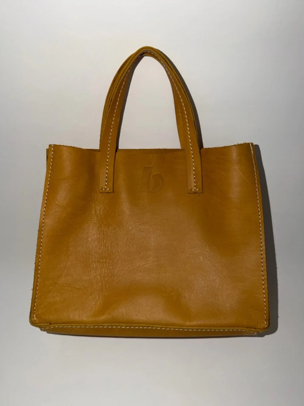 Parker Clay Mustard Leather Tote Bag - DS Monogram